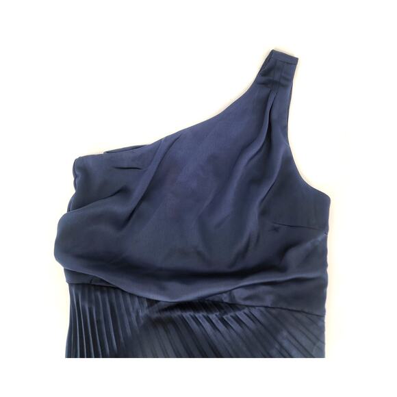Sam Edelman Navy Blue Pleated One Shoulder Dress Women's Size 6 - Picture 5 of 10